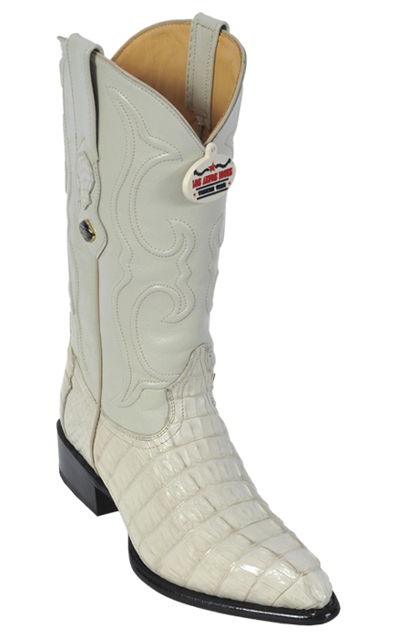 Los Altos Winterwhite All-Over Genuine Crocodile Tail J-Toe Cowboy Boots 990104 - Click Image to Close